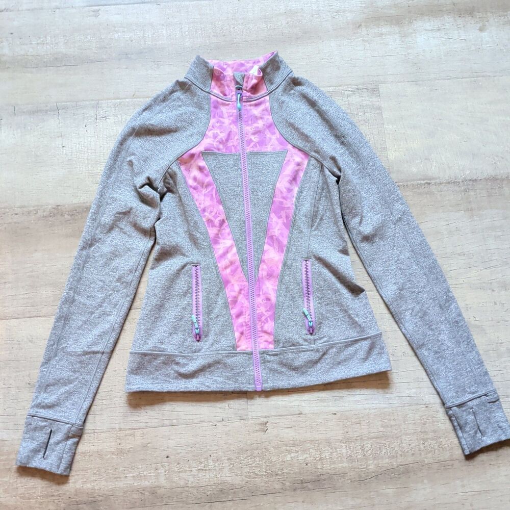 Ivivva By Lululemon Girls size X1 Perfect Your Practice jacket Thumbholes Grey